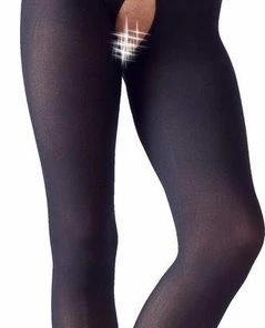 Flash-uitverkoop ? Cottelli Collection Open Kruis Kousen Met Riem En Roze Strikjes Voor Open Onthaal Maat S/M - Zwart ? -Zyba Shop 239x840 2