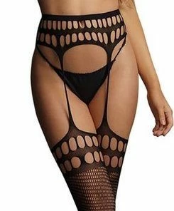 Goedkoop ? Merkloos Garterbelt Stockings With Open Design - Black - O/S ? -Zyba Shop 245x840 5