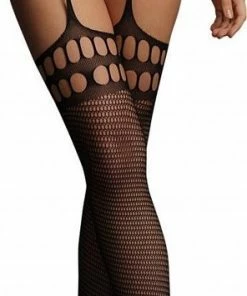 Goedkoop ? Merkloos Garterbelt Stockings With Open Design - Black - O/S ?