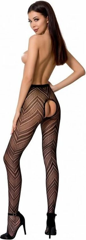 Coupon ? Passion Zwarte Panty Met Visgraat Motief Open Kruis ? 3 Coupon ? Passion Zwarte Panty Met Visgraat Motief Open Kruis ? - Afbeelding 3