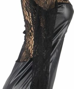 Promo ? Sexy Lingerie Lederen Jurkje Met Kanten Mouwen - Bijpassende String - Maat 52/54 ? -Zyba Shop 339x840