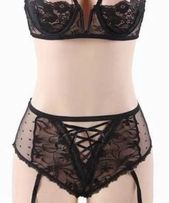 Nieuw ⌛ Merkloos Zwarte Kanten Bh Met Open Buste En Kanten Broekje | Maat 40 | Sexy Lingerie Setje ✨ -Zyba Shop 348x840