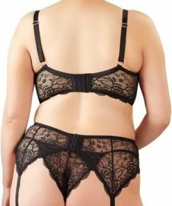 Hete verkoop ❤️ Cottelli Plus Size – Kanten Erotische Jarretel Lingerie Set Met Choker Halternek En Stijlvolle Riemen Open Cups En String – Maat 90E/XL – Zwart ? -Zyba Shop 360x840 7