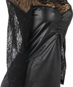 Promo ? Sexy Lingerie Lederen Jurkje Met Kanten Mouwen - Bijpassende String - Maat 52/54 ? -Zyba Shop 376x840 2