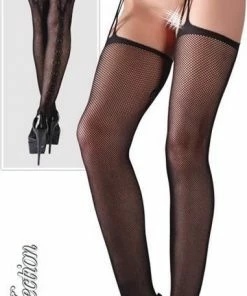 Gloednieuw ? Cottelli Collection Naadloze Jarretel Gordel Met Net Kousen Voor Gewillige Look Maat S/M - Zwart ?