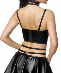 Nieuw ? Saresia Crop Top En Rok Set -M/L- Harness Wetlook Zwart ❤️ -Zyba Shop 391x840 1