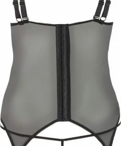 Uitgang ⌛ Cottelli Collection Cottelli Plus Size Sexy Jarretel Hemd Met Veters En Open Kanten Afwerking En Afneembare Cups Maat XL Zwart ✔️ -Zyba Shop 393x840 5