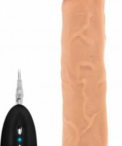 Gloednieuw ? Realrock – Vibrerend Realistische Dildo Geaderd Met Vibratie En Afstandsbediening 23 Cm - Beigeig ?