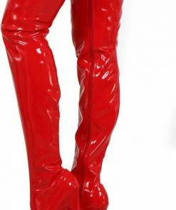 Korting ⌛ Soisbelle Overknee Boot SB303 Rood Imitatielakleer Maat 40 ? -Zyba Shop 440x840 2