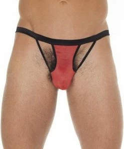 Beste deal ✔️ Rimba Amorable Rood/zwarte Herenstring Met Opengewerkte Details Voorkant ?