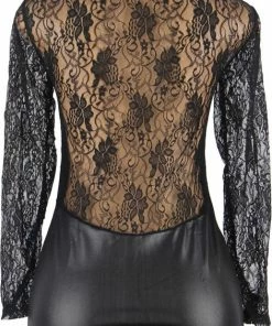 Promo ? Sexy Lingerie Lederen Jurkje Met Kanten Mouwen - Bijpassende String - Maat 52/54 ? -Zyba Shop 471x840 4