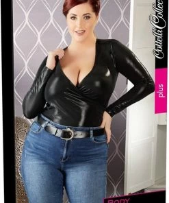 Hete verkoop ⌛ Cottelli Collection Cottelli Plus Size Diep Uitgesneden Body Met Wetlook Uitstraling Voor Een Spannende Date Maat L Zwart ? -Zyba Shop 493x840 1