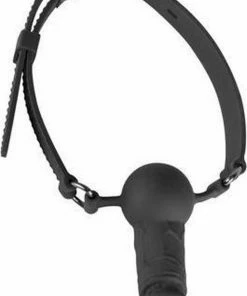 Uitgang ? EasyToys Online Only EasyToys Siliconen Gag Met Realistische Penis - Vergrendelbare Gesp - Met Penis - Zwart ?