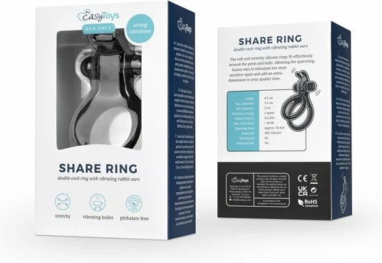 Promo ⌛ Easytoys Men Only Share Ring - Dubbele Vibrerende Cockring Met Rabbit Oortjes ✔️ 9 Promo ⌛ Easytoys Men Only Share Ring - Dubbele Vibrerende Cockring Met Rabbit Oortjes ✔️ - Afbeelding 9