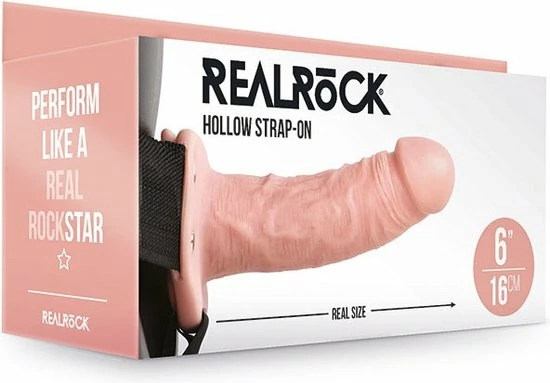 Gloednieuw ❤️ Shots - RealRock REA135FLE - Hollow Strap-on Without Balls - 6'' / 15,5 Cm - Flesh ❤️ 2 Gloednieuw ❤️ Shots - RealRock REA135FLE - Hollow Strap-on Without Balls - 6'' / 15,5 Cm - Flesh ❤️ - Afbeelding 2