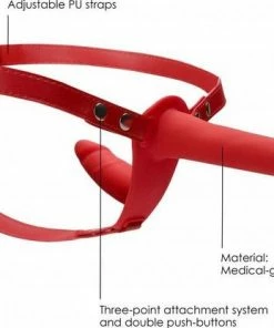 Beste Verkoop ❤️ Ouch! Dubbele Siliconen Voorbinddildo Strap-On Met Harnas Verstelbaar - Rood ? -Zyba Shop 550x416 1