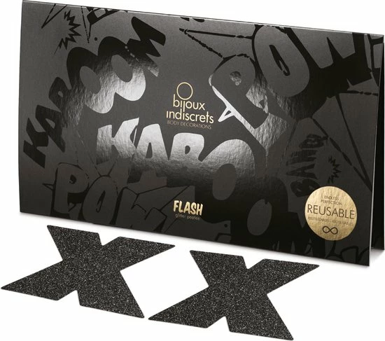Uitgang ? Bijoux Indiscrets Flash Cross Tepelstickers - Zwart ? 3 Uitgang ? Bijoux Indiscrets Flash Cross Tepelstickers - Zwart ? - Afbeelding 3