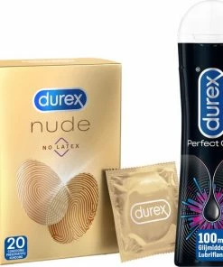 Goedkoop ? Durex - 20 Stuks Condooms - Nude No Latex - 100ml Glijmiddel - Perfect Gliss - Voordeelverpakking ?