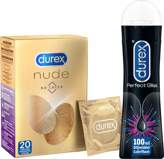 Goedkoop ? Durex - 20 Stuks Condooms - Nude No Latex - 100ml Glijmiddel - Perfect Gliss - Voordeelverpakking ? 1 Goedkoop ? Durex - 20 Stuks Condooms - Nude No Latex - 100ml Glijmiddel - Perfect Gliss - Voordeelverpakking ?