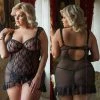 Uitgang ? Softline - Bianca - Dames Lingerie Plus Size - Kanten Jurkje - Super Strakke Doorschijnende Chemise - Sexy Kanten Lingerie Set Met Bloemen - Grote Maat - Uitdagende Bodystocking - Erotisch Setje - Zwart - XXL ? -Zyba Shop 550x550 186