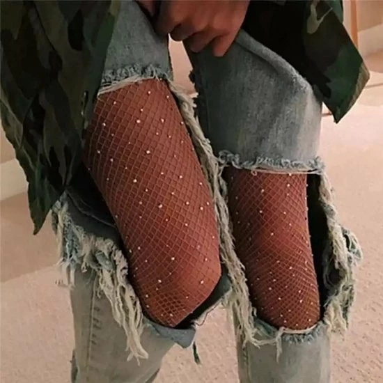 Coupon ? Merkloos Sexy Hoge Zwarte Visnet Kousen Met Strass Steentjes/Glitters En Open Kruis ⭐ 9 Coupon ? Merkloos Sexy Hoge Zwarte Visnet Kousen Met Strass Steentjes/Glitters En Open Kruis ⭐ - Afbeelding 9