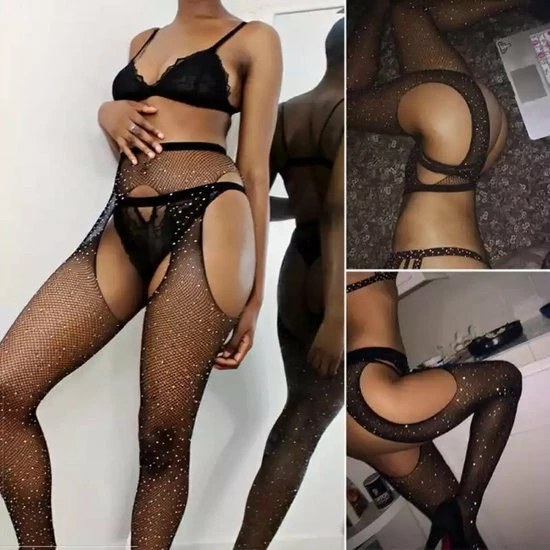 Coupon ? Merkloos Sexy Hoge Zwarte Visnet Kousen Met Strass Steentjes/Glitters En Open Kruis ⭐ 13 Coupon ? Merkloos Sexy Hoge Zwarte Visnet Kousen Met Strass Steentjes/Glitters En Open Kruis ⭐ - Afbeelding 13