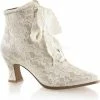 Beste Verkoop ? Fabelicious EU 38 = US 8 | VICTORIAN-30 | 2 3/4 Flaired Heel Lace Up Ankle Bootie W/Lace Overlay ✨