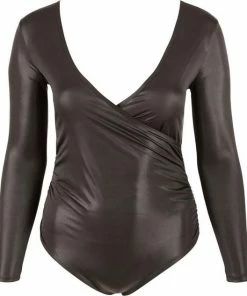 Hete verkoop ⌛ Cottelli Collection Cottelli Plus Size Diep Uitgesneden Body Met Wetlook Uitstraling Voor Een Spannende Date Maat L Zwart ?