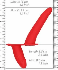 Beste Verkoop ❤️ Ouch! Dubbele Siliconen Voorbinddildo Strap-On Met Harnas Verstelbaar - Rood ? -Zyba Shop 550x679 3