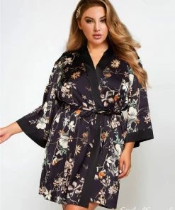 Begroting ? Merkloos Luxe Zwarte Satijnen Kimono Met Wijde Mouwen| Maat 42/44 | Dames Badjas - Avondjas - Ochtendjas ? -Zyba Shop 550x708 1