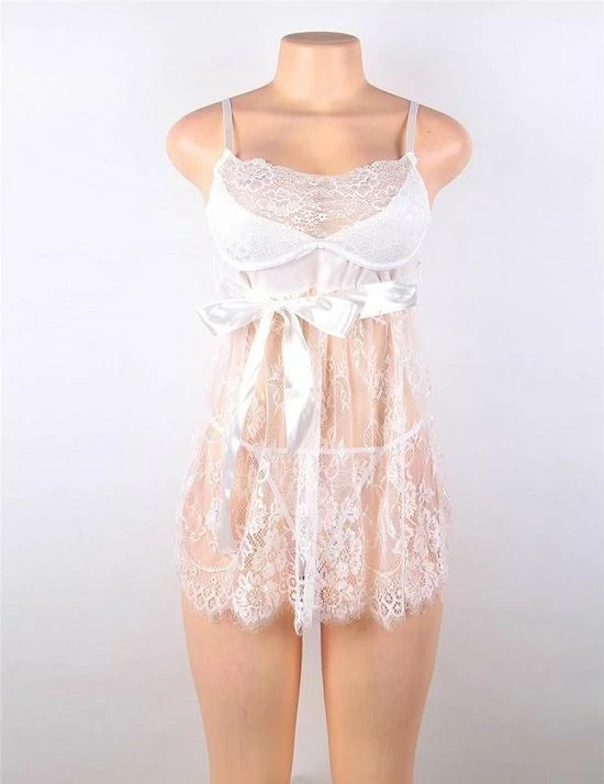 Gloednieuw ? Merkloos Wit Sexy Kanten Nachtjurkje | Maat 40/42 | Stijlvol Sexy Lingerie ? 4 Gloednieuw ? Merkloos Wit Sexy Kanten Nachtjurkje | Maat 40/42 | Stijlvol Sexy Lingerie ? - Afbeelding 4