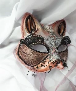 Groothandel ? La Carla Atelier Rose Goud Kat Masker - Rose Gold Fantasy Cat Mask ? -Zyba Shop 550x733 11