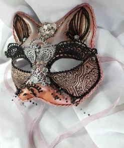 Groothandel ? La Carla Atelier Rose Goud Kat Masker - Rose Gold Fantasy Cat Mask ? -Zyba Shop 550x733 9