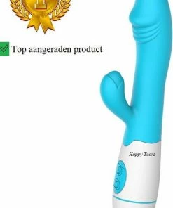 Top 10 ? Happy Tears Clitoris En G-spot Stimulator Voor Vrouwen Met Extra Stimulatie | Fijne Orgasmes | Realistische Eikel | Krachtige Vibrator | Duo Vibrator | 30 Standen | 19.5cm | Blauw | ✔️